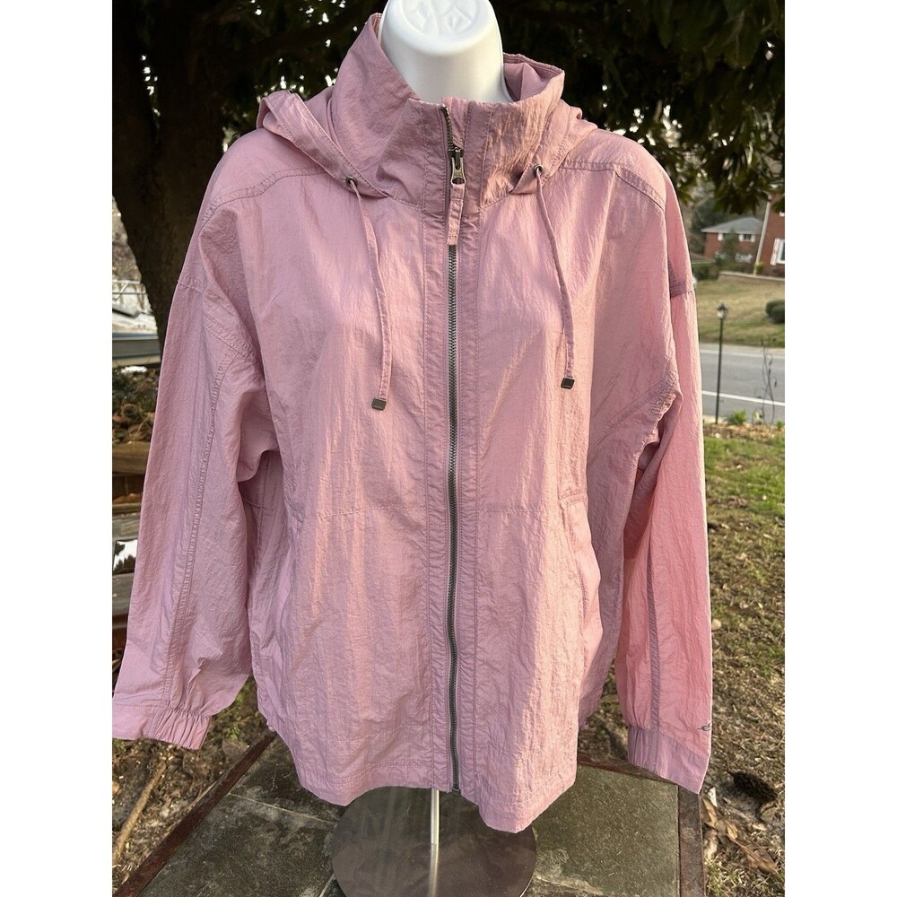 VTG Eddie Bauer Women's Windbreaker Casual Jacket Hooded Fold Pouch Full Zip Med